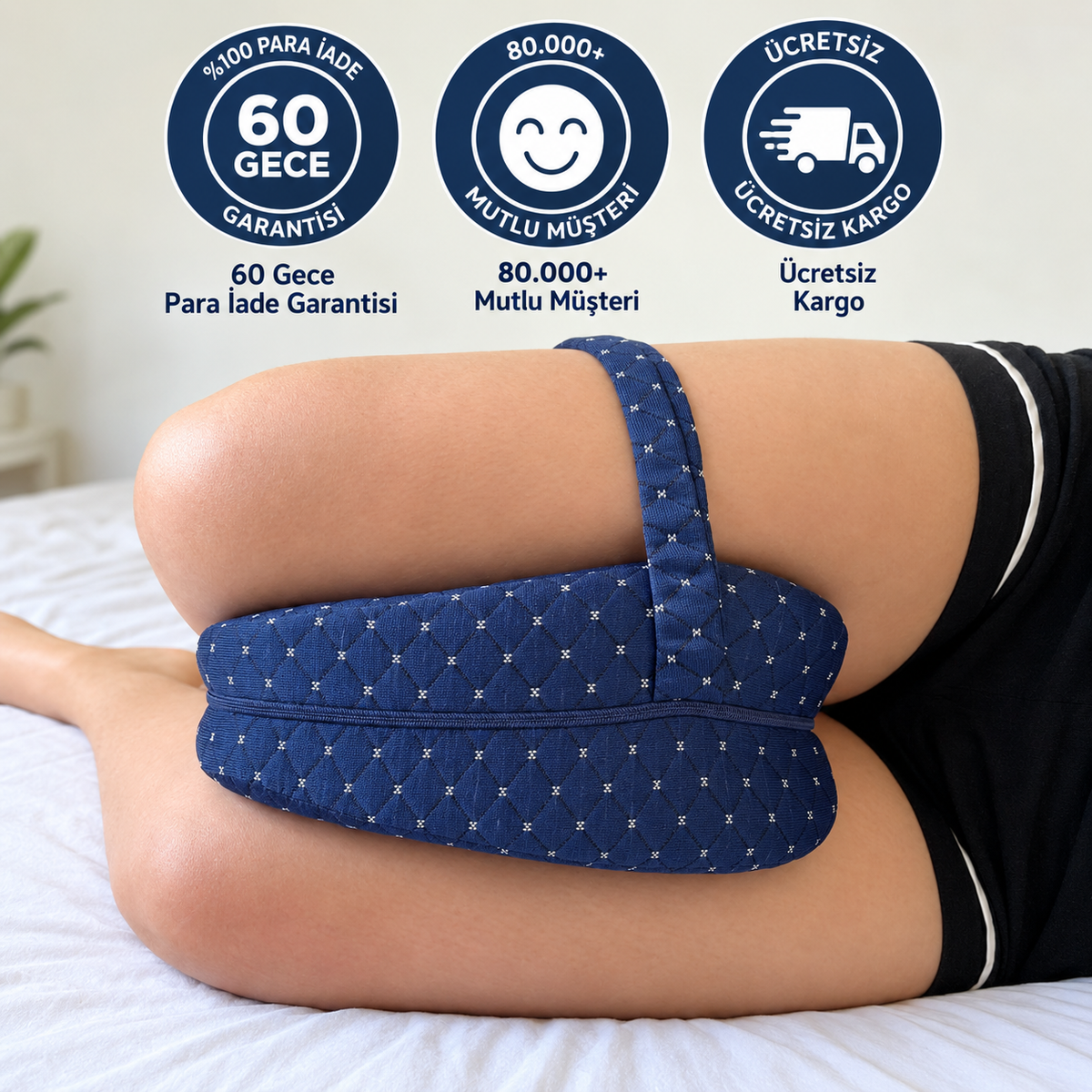 Alignora™ Ortopedik Bacak ve Diz Yastığı (Bantlı & Havalandırmalı)
